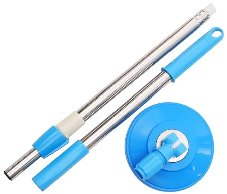Abaodam Manche de Balai Rotatif en Acier Inoxydable Bleu Télescopique Tête Pivotante 360° Manche de Rechange pour Balai à Franges Léger et Résistant Maison Bureau Salle de Bain la