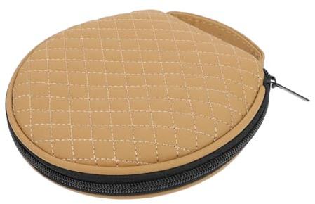 BESTYASH Borsa Porta CD per Auto e Casa, Custodia per CD Ricamo a Quadri, Leggera e Maniglia, Protezione e Capacità per Dischi, Zip Facile da Aprire, Beige