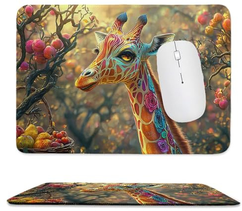 Mouse Pad Giraffe, Small Mouse Mat 29 x 24 cm with Non-Slip Rubber Base, Waterproof Mousepad, Gaming Mousemat for Women Kids Men Laptops Keyboard Tray Home Traveling Office Accessories d-1009