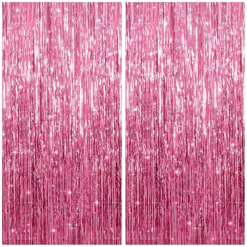 Gleemix Lametta Vorhang Rosa Glitzer Hintergrund, Glitzervorhang Luftschlangen Geburtstagsdeko, Pink Fringe Türvorhang Birthday Girl, Einhorn Fotobox Accessoire, Für Prinzessin Party Deko Fee Hochzeit