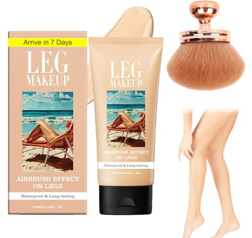 Fondotinta Gambe Waterproof 100ML Crema Colorata Gambe con Pennello Fondotinta Lozione per il Trucco Delle Gambe e Corpo Leg Makeup Concealer Copertura del Tatuaggio e delle Cicatrici (#1)