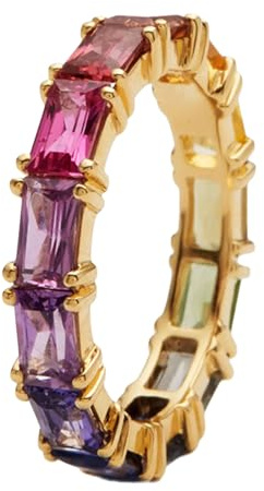 Générique Bande de cuivre en zircone cubique colorée, bagues de déclaration élégantes, accessoire de bande de doigt de Festival pour dames, bagues de mode en cuivre