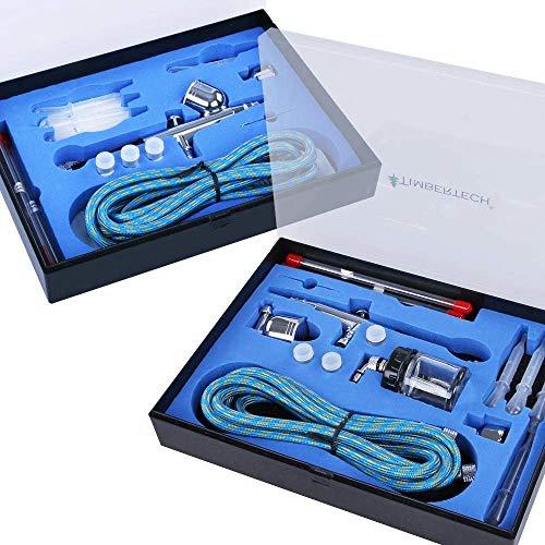 TIMBERTECH - abpst03 - Airbrush-Set 2 - mit 6 Nadeln, 6 Tüllen, 2 Adapter, 2 Schlauch und 2 Unterteilungen