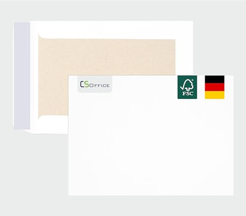 MADE IN GERMANY 5 Papprückwandtaschen C5 haftklebend ohne Fenster CS Webkontor - Umschläge aus 100 g/m² Kraftpapier - C5 Umschlag in weiß für Briefe, Geschäftspost, tägliche Korrespondenz & Mailings