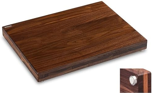 Schneidboard Nussbaum Premium - Design Schneidebrett Aus Holz - Made In Germany - 53x40x6 cm - Mit 2 Gratis Schneidauflagen