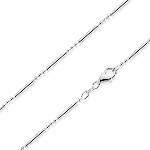 925 Silber Kugelkette 1.5mm Damen Collier Kette mit Stäbchen K38 | Halskette hochglanzpoliert in 40 45 50 60 70 cm Länge incl Schmuck Box - Made in Germany von MATERIA by Mathias Wagner