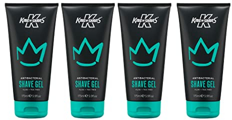 King of Shaves Antibacterial Shaving Gel for Men, Low Foam for A Precise Shave, Suitable for All Skin Types, Clear Shaving Gel For Men, 4x175ml