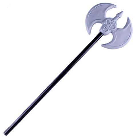 Inception Pro Infinite Hache Barbare - Double Lame - Trident - crâne Gris - Amovible - 47 cm - Accessoires - déguisement - Halloween - Carnaval - fêtes - Enfants - Adultes - Unisexe