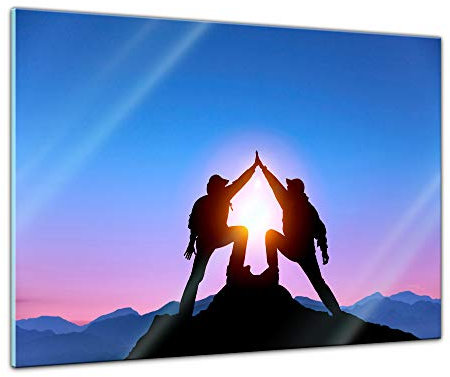 Bilderdepot24 Glasbild Gipfelstürmer - 80 x 60 cm - Deko Glas - brilliante Farben, inkl. Aufhängung