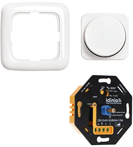 idinio Smart Universaldimmer als Komplettset mit Busch-Jaeger Reflex-SI reinweiß, Phasenabschnitt, Phasenanschnitt, bis 250W