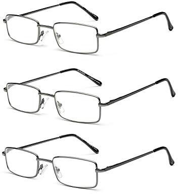 OuShiun Lesebrille für Herren Blaulichtblockierende Metallrahmen Computerlesegeräte Anti-Augenbelastung/UV/Blendung
