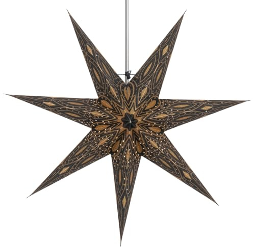 GURU SHOP hopvikbar adventslampa/pappersstjärna/julstjärna, 60 cm – Luminea-svart, stjärna, fönsterdekoration