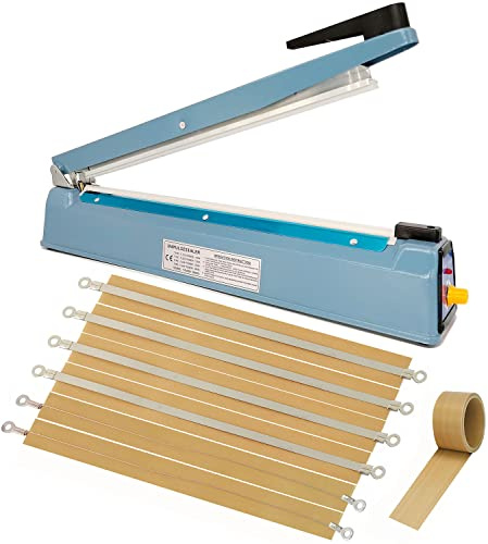 Heißsiegelgerät 400mm Folienschweißgerät Schweissgerät für Tüten Manuelle Impuls Heißsiegelmaschine Plastiktüten Balkenschweißgerät Bag Sealer Sealing Machine, mit Ersatzkits