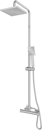 Gainsborough Thermostatic Bar Mixer Shower - Square Dual Outlet - Large Square Rainfall Drencher & 3-Spray Handset with Diverter, Cool-Touch Thermostatic Safety & Adjustable Riser Rail