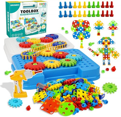 IIROMECI Gears Toys for Kids Ages 4-8, STEM Educational Construction Toys, Building Toy Set for Boys and Girls, Engineering Building Blocks Creative Learning Toy Set