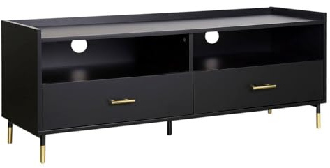 TV-Möbel Tedy - 2 Türen - Holz und Metall - schwarz - Schwarz - Atmosphera créateur d'intérieur