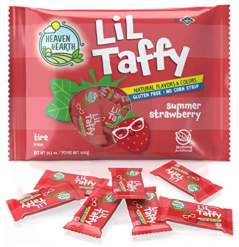 Heaven & Earth Summer Strawberry Lil Taffy 14.5 onzas | Hecho con colores y sabores naturales, sin jarabe de maíz de alta fructosa, sin gluten, nada artificial, kosher, maravillosamente delicioso