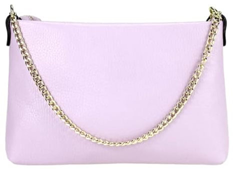 Miss B - Borsa Donna Pochette Elegante con Catenella, Borsetta Ragazza Tinta Unita 100% Made in Italy, Borsa a Mano Semplice da Sera o da Passeggio - Chiusura con Zip
