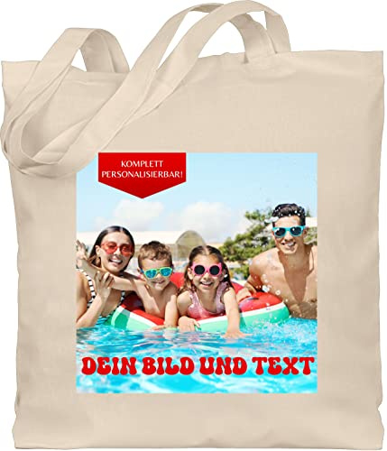 Geschenk mit Namen personalisiert by Shirtracer - Baumwolltasche - Geschenk mit eigenem Foto und Text personalisiert I Eigenes Bild I Custom Photo Text