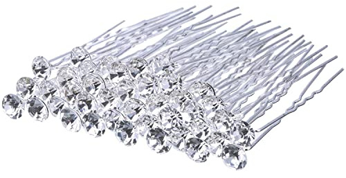 KINDOYO Strass Haarspangen - Braut Hochzeit Haarknoten Pins U-förmige Haarnadeln Haarstyling Clip für Frauen Mädchen Bräute - Weiß (30PCS)