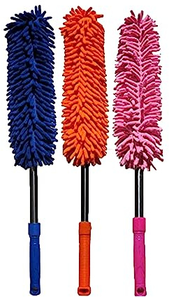PNJB, Microfibre Noodle Duster Extending Pole Home Office Cleaning Dusting, Essentials Retractable For Long-Reach, Washable Dusting Brush, Duster For Multipurpose Cleaning Use (3pcs)