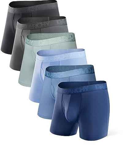 DAVID ARCHY Boxer Uomo in bambù Ultra Morbido, Mutande Boxer Bamboo Comodi, Intimo Maschile ，Traspiranti, 6 Paia