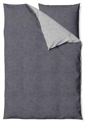 Traumschloss Melange Flanell Wendebettwäsche,135x200 / 80x80,hellgrau,