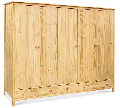 moebel-eins TOBINO Kleiderschrank 5trg, Material Massivholz, Kiefer