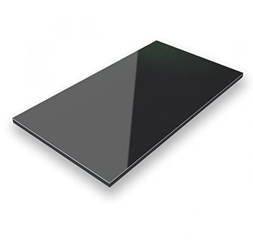 AMON Aluverbund 24 Aluverbundplatte, Aluminium Platte, 3mm dick, Schwarz RAL 9005, 110x120cm