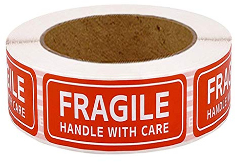 YANGLY 150/500X poignée Fragile avec Soin Autocollants d'avertissement décoration étanchéité étiquettes collantes Papeterie pour Magasin de Petite Entreprise