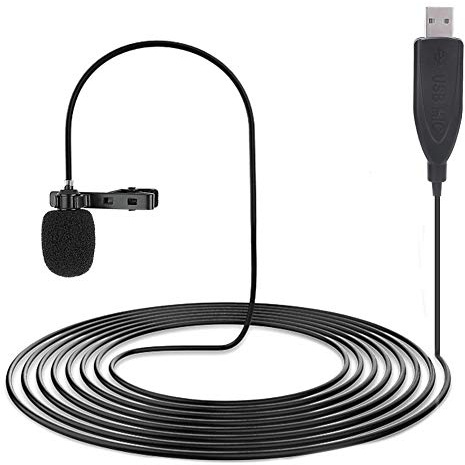 Microfono da Bavero USB Microfono Mini USB Omnidirezionale Microfono da Bavero Professionale Portatile con Clip in Metallo con Borsa Microfono Lavalier per la Registrazione di