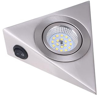 OSALADI Edelstahl Unterschrankleuchte Dreieckig Mit Energieeffizientem Led-Chip Und Klarem Glas FüR KüChenbeleuchtung Und Schrank Innenbeleuchtung 220V Tageslichtweiß