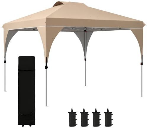 Outsunny Tonnelle Barnum pavillon de Jardin Pop-up Pliant 3 x 3 m avec Sac de Transport à roulettes, hauteurs réglables
