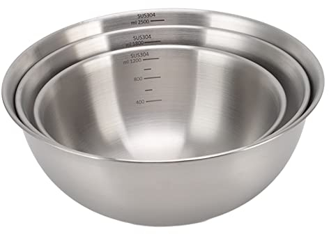 ZLXHDL Ensaladera,Ensaladera De Acero Inoxidable De 3 Piezas,Ensaladeras Apilables Para Porciones Grandes,Tazones Grandes Para Mezclar Con Báscula,Ensaladeras Para Restaurante