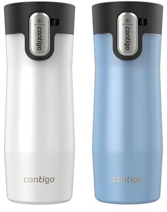 Contigo® AUTOSEAL® West Loop Lot de 2 tasses de voyage isothermes en acier inoxydable avec couvercle facile à nettoyer, 473 ml