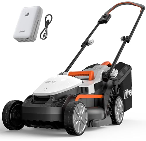 Litheli Tagliaerba Tosaerba a Batteria 33cm, 1x 20V Batteria 4.0Ah, Altezza Regolabile 25-65mm, Sacco 30L, per Prati Fino a 200m²