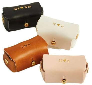 KQISAN Benutzerdefinierte Erste Ehering-Box Für Hundehalsband | Leder-Ehering-Box-Halter Für Haustier | Personalisierter Ringträger-Hund, Ehering-Beutel Geschenk Für Hochzeit Antrag (White)