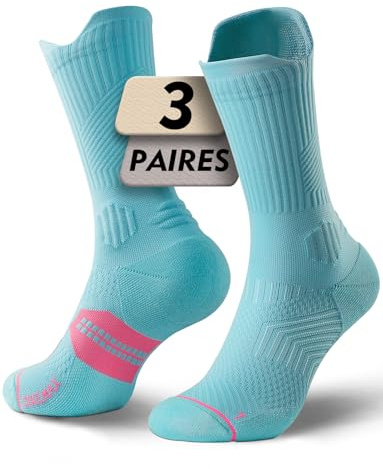 Juclise Calcetines de compresión de viscosa de bambú para correr, calcetines que absorben la humedad, antiampollas, para senderismo,ciclismo (FR/ES, Números, 38, 42, Regular, Regular, Verde Agua)