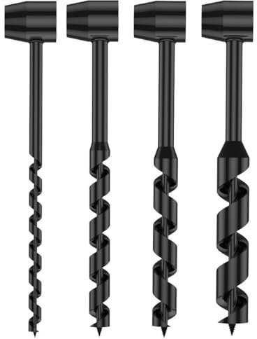 Lot de 4 forets hélicoïdaux manuels for la survie en plein air, outil de survie en plein air, perceuse manuelle en acier au carbone, clé à molette 10/16/19/25 mm