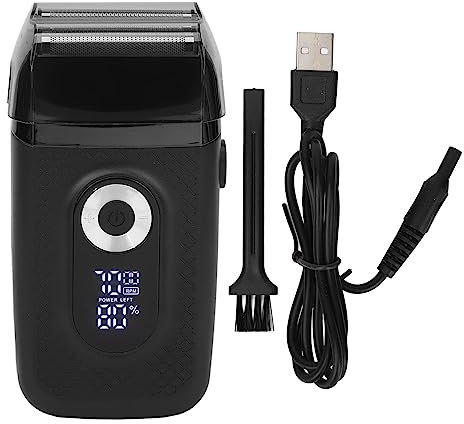 Elektrischer Bartschneider, Gründliche Rasur, Elektrischer Rasierkopfrasierer mit Doppelfolie, LED verstellbar, 3 Gänge, Abnehmbare Klinge, Wiederaufladbarer USB Bartpfleger