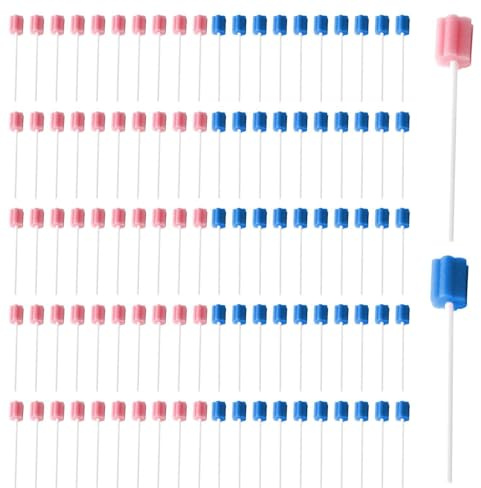 100 Stück Schwammstäbchen, Mundpflegeschwammstäbchen, Zahnreinigungsschwammstäbchen, Tragbare Mundschwammstäbchen, Schwammstäbchen Für Kinder Und Erwachsene