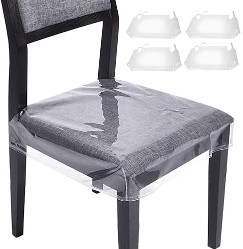 Funda para sillas de comedor de PVC, fundas transparentes, resistentes a arañazos y impermeables, paquete de 4 fundas de PVC