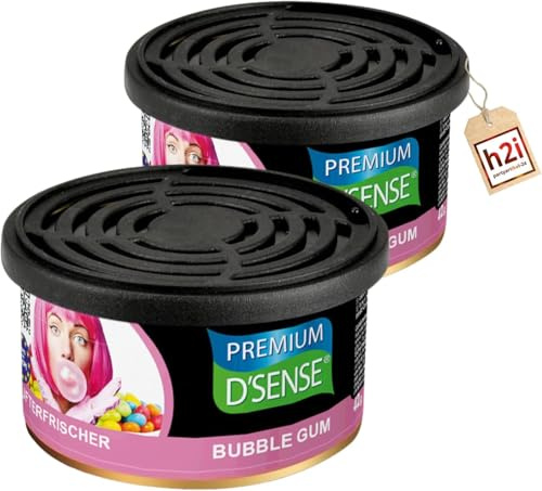h2i Premium Duftdose | bubble gum | 2 Stück | Auto Lufterfrischer und Duftspender für Camping, Büro & Zuhause | 60 Tage frischer Duft mit Mengenregulierung |b| passt in Getränkehalter | h2i Sticker