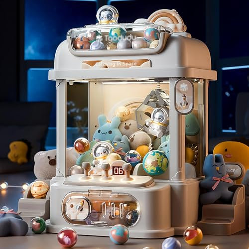 CUCUKAKA Machine a Pince Bonbon avec Télécommande ， Candy Grabber avec Lumière Et Musique,2 Poupées Panda,25 Poupées pour Les Cadeaux De Noël,White