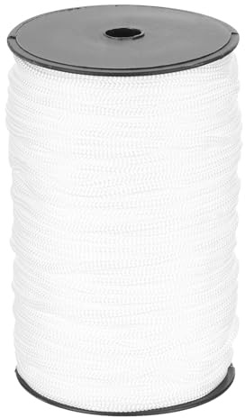sourcing map 1/4 Inch Polypropylene Rope Braided Ropes, 328ft Nylon Rope Hollow Utility Cord for Clothesline, Camping, Hiking, Outdoor, White