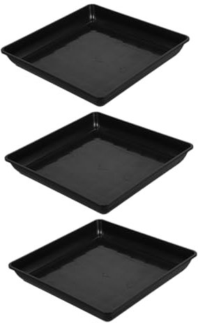 BESPORTBLE Soucoupes pour Plantes D’intérieur en Plastique Noir 3 Pièces 40 Cm Plateau Carré pour Balcon Extérieur Réservoir D’Eau Résistant Polypropylène Collecte D’excès D’Eau