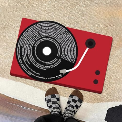 KRIPINC Tappeto Bagno Diatomite con Motivo Disco Vinile, Stile D 60x90cm | per Appassionati Musica, Tappetino Bagno Assorbente, Antiscivolo & Asciugatura Rapida, per Salotto, Scendiletto e Fuori Vasca