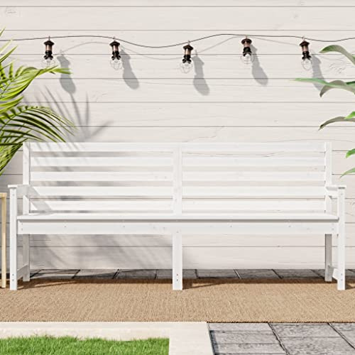 SDWEHO7 Gartenbank Sitzbank Outdoor Balkonbank Terrassenbank Balkonmöbel für Garten Balkon Terrasse, Weiß 203.5x48x91.5 cm Massivholz Kiefer