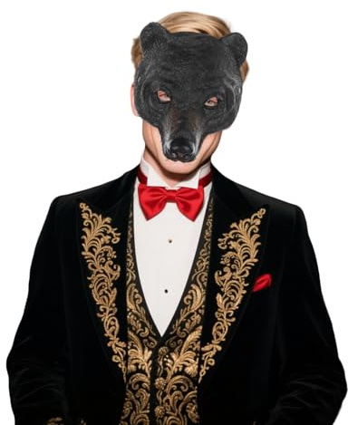 TCNGKIJIUK Masque d’Halloween pour Adultes Masque d'Ours Noir Masques de Mascarade Animal en PU Demi-Masque d'Ours Réaliste Costume de Fête pour Carnaval Halloween Cosplay Fête Déguisement