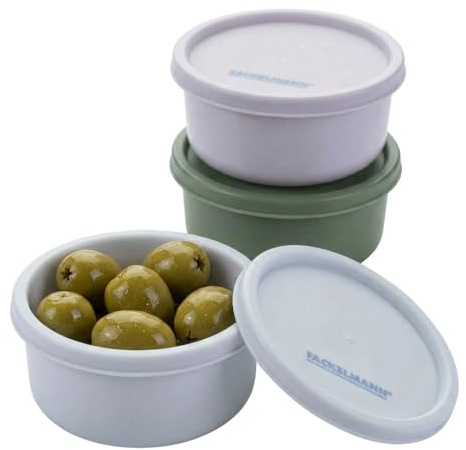 Fackelmann Snacking-Boxen 3er-Set, rund – Ø8 cm, gut für Saucen, Dressings und Gewürze, auslaufsicher und spülmaschinengeeignet